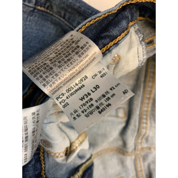 Levis 514 Jeans Mens 36x30 Mid Rise Straight Leg Distressed Stretch Denim - Picture 7 of 9